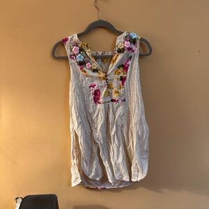 Aratta Floral Embroidered Beige Blouse